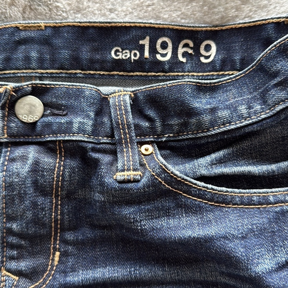 Gap 1969 Sexy Boyfriend Dark Denim Mid Rise 5”Shorts Stretch Cuffs Fleut Wash 25 - Picture 6 of 13